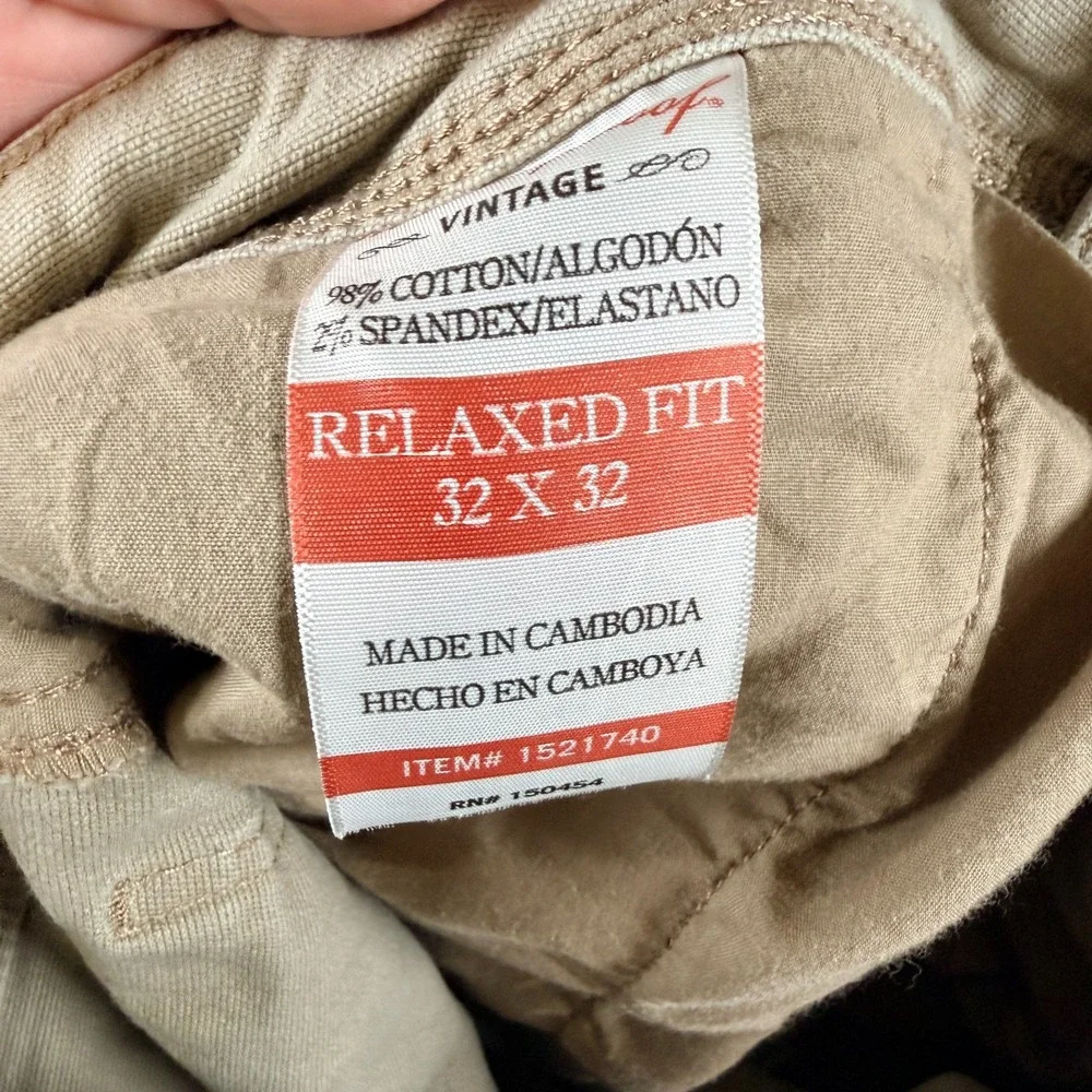 Weatherproof Vintage Flex Utility Pants Mens 34x29 Beige Cotton Relaxed‎ Fit